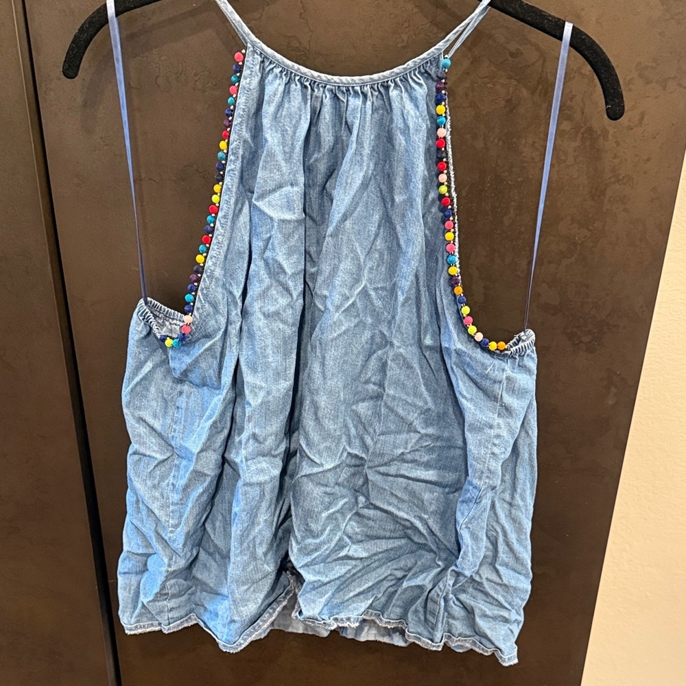 For The Republic Denim Camisole with Multicolor Beads